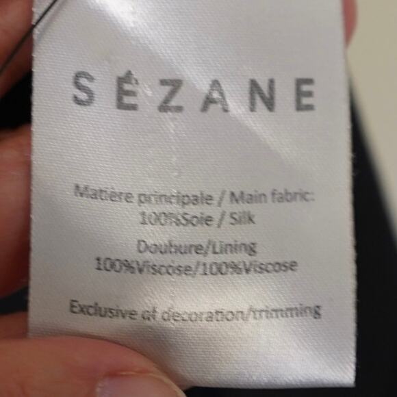 Sezane 100% silk Long Sleeve Collared Shirtdress Black Womens Size 38 - Picture 7 of 8